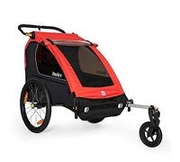 Burley Honey Bee™ Child Bike Trailer & Stroller - 2-in-1 Design | Seats 1 or 2 Kids | Lightweight, Compact Fold | Weather-Resistant Cover | Safety Roll Cage, Red/Black/White