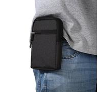 Burlife Belt Bag, Men's Black Smartphone Belt Pouch Mobile Phone Belt Clip Case with Belt Loop Carabiner Bag Vertical Waist Pocket