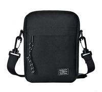 Burlife Men's Smartphone Shoulder Bag, Cellphone Crossbody Bag , Vertical Cell Phone Purse with Strap Cloth Messenger Satchel Zippers Cross Body Handbag Card Wallet, Black