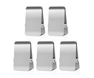 BURLIHOME Stainless Steel Chip Bag Clips,Large Heavy Duty Clip for Office Kitchen School,Great for Paper/Food/Photo,DIY Clamps for Record Text (5Pcs)-
