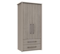 Burlington 2 Door Combi Robe - Fired Earth And Grey Oak On Express Delivery And Ready Assembled
