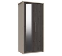Burlington 2 Door Robe With Mirror - Fired Earth And Anthracite Larch On Express Delivery And Ready Assembled