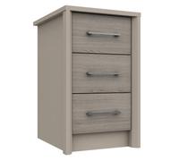 Burlington 3 Drawer Bedside Chest - Fired Earth And Grey Oak On Express Delivery And Ready Assembled