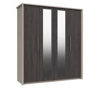 Burlington 4 Door Robe With 2 Mirrors - Fired Earth And Anthracite Larch On Express Delivery And Ready Assembled