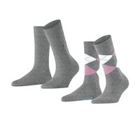 Burlington Everyday 2 Pack Argyle & Plain Cotton Blend Socks - Women's