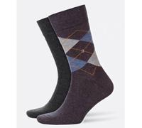 Burlington Everyday 2 Pack Argyle & Plain Socks Cotton Blend - Men's