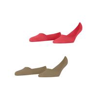 Burlington Women's Everyday Multipack W In Cotton No-Show Plain Liner Socks 2 Pairs, Red Coral 8542, 2.5-3.5