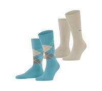 Burlington Men's Everyday Argyle Mix Multipack M So Cotton Patterned Socks 2 Pairs, Blue Key Largo 6852, 6.5-11