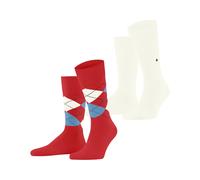 Burlington Men's Everyday Argyle Mix Multipack M So Cotton Patterned Socks 2 Pairs, Red Tulip 8081, 6.5-11