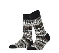Burlington Women's Fair Isle W So Wool Patterned Socks 1 Pair, Black 3000, 3.5-7