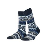 Burlington Women's Fair Isle W So Wool Patterned Socks 1 Pair, Blue Marine 6120, 3.5-7