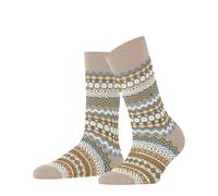 Burlington Women's Fair Isle W So Wool Patterned Socks 1 Pair, Brown Cafe Latte 4360, 3.5-7