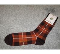 BURLINGTON Fashion Mens Wool Blend Checked Socks Bronze Black Size 6½ - 11