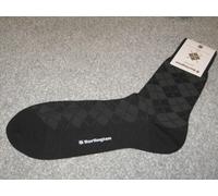 BURLINGTON Leyton Mens Virgin Wool Rich Argyle Socks Black Grey Size 6½ - 11