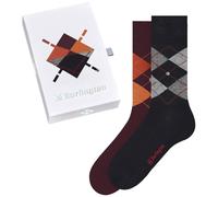 Burlington Mens Basic Argyle Gift Box Socks - Claret Burgundy/Black