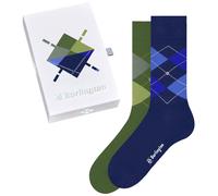 Burlington Mens Basic Argyle Gift Box Socks - Sage Green/Marine Blue
