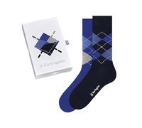 Burlington Men's Basic Gift Box M So Cotton Patterned 2 Pairs Socks, Blue Mix 0300 6.5-11