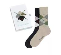 Burlington Men's Basic Gift Box M So Cotton Patterned Socks 2 Pairs, Multicolored Black Beige Mix 0049, 6.5-11