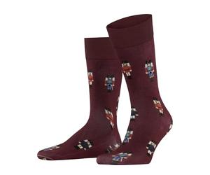Burlington Men's Christmas M So Cotton Patterned 1 Pair Socks, Red Wine 8010 December Days, 6.5-11