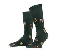 Burlington Men's December Days M So Cotton Patterned Socks 1 Pair, Green Eucalyptus 7502, 6.5-11
