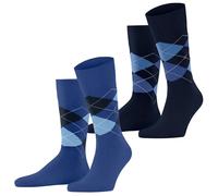 Burlington Men's Everyday Argyle M So Cotton Patterned 2 Pairs Socks, Blue Deep 6046, 6.5-11