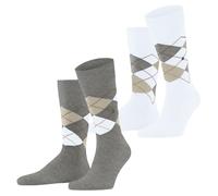 Burlington Men's Everyday Argyle M So Cotton Patterned Socks 2 Pairs, Grey Light 3227, 6.5-11