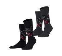 Burlington Men's Everyday Argyle M So Cotton Patterned 2 Pairs Socks, Black 3000, 6.5-11