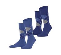 Burlington Men's Everyday Argyle M So Cotton Patterned 2 Pairs Socks, Blue Cornflower 6337, 6.5-11