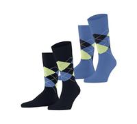 Burlington Men's Everyday Argyle M So Cotton Patterned 2 Pairs Socks, Blue Marine 6120 6.5-11