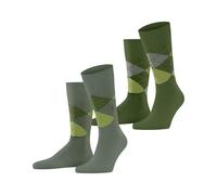 Burlington Men's Everyday Argyle M So Cotton Patterned 2 Pairs Socks, Green Sage 7068 6.5-11