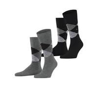 Burlington Men's Everyday Argyle M So Cotton Patterned 2 Pairs Socks, Grey Light Melange 3390, 6.5-11