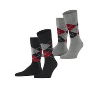 Burlington Men's Everyday Argyle M So Cotton Patterned 2 Pairs Socks, Grey Oil Melange 3986, 6.5-11