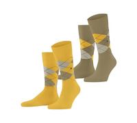 Burlington Men's Everyday Argyle M So Cotton Patterned 2 Pairs Socks, Yellow Mustart 1318, 6.5-11