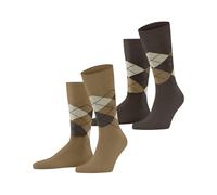 Burlington Men's Everyday Argyle M So Cotton Patterned Socks 2 Pairs, Beige Brown Sugar 5152, 6.5-11