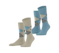 Burlington Men's Everyday Argyle M So Cotton Patterned Socks 2 Pairs, Beige Zement 4077, 6.5-11