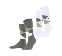 Burlington Men's Everyday Argyle M So Cotton Patterned Socks 2 Pairs, Grey Light 3227, 6.5-11