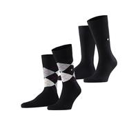 Burlington Men's Socks Everyday Mix – Cotton Patterned 2-Pack – Black 3000 6.5-11