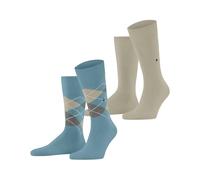 Burlington Men's Everyday Argyle Mix Multipack M So Cotton Patterned Socks 2 Pairs, Blue Key Largo 6852, 6.5-11