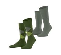 Burlington Men's Everyday Argyle Mix Multipack M So Cotton Patterned Socks 2 Pairs, Green Fir 7656, 6.5-11