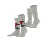 Burlington Men's Everyday Argyle Mix Multipack M So Cotton Patterned Socks 2 Pairs, Grey Light Heather 3223, 6.5-11
