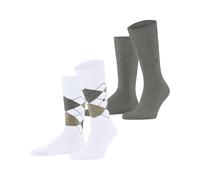 Burlington Men's Everyday Argyle Mix Multipack M So Cotton Patterned Socks 2 Pairs, White 2001, 6.5-11