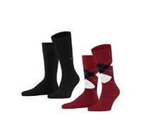 Burlington Men's Everyday Mix 2-Pack M SO Cotton Patterned 2 Pairs Socks, Pink (Red Pepper 8074), 6.5-11