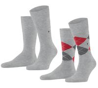 Burlington Men's Everyday Mix Multipack M So Cotton Patterned 2 Pairs Socks, Grey Light Heather 3223, 6.5-11