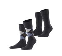 Burlington Men's Everyday Mix Multipack M So Cotton Patterned 2 Pairs Socks, Grey Anthracite Melange 3081, 6.5-11