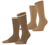 Burlington Mens Everyday Stripe 2 Pack Socks - Brown Sugar Beige