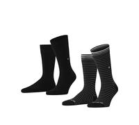 Burlington Men's Everyday Stripe Mixed Multipack M So Cotton Patterned 2 Pairs Socks, Black 3000, 6.5-11