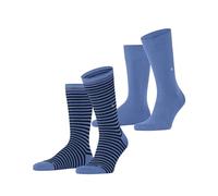 Burlington Men's Everyday Stripe Mixed 2-Pack Socks Breathable Cotton Reinforced Skin-Friendly Hard-Wearing Mix Plain Patterned For Work Everyday Wear Multipack ONE-SIZE-FITS-ALL Gift Idea 2 Pairs
