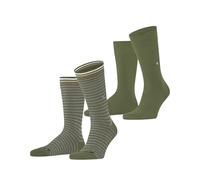 Burlington Men's Everyday Stripe Mixed Multipack M So Cotton Patterned Socks 2 Pairs, Green Salvia 7472, 6.5-11
