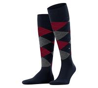 Burlington Men's King M Kh Cotton Long Patterned Knee-High Socks 1 Pair, Blue Marine 6120, 6.5-11