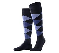 Burlington Men's Knee-High Socks Manchester - Cotton, Patterned - Marine Navy 6.5-11
